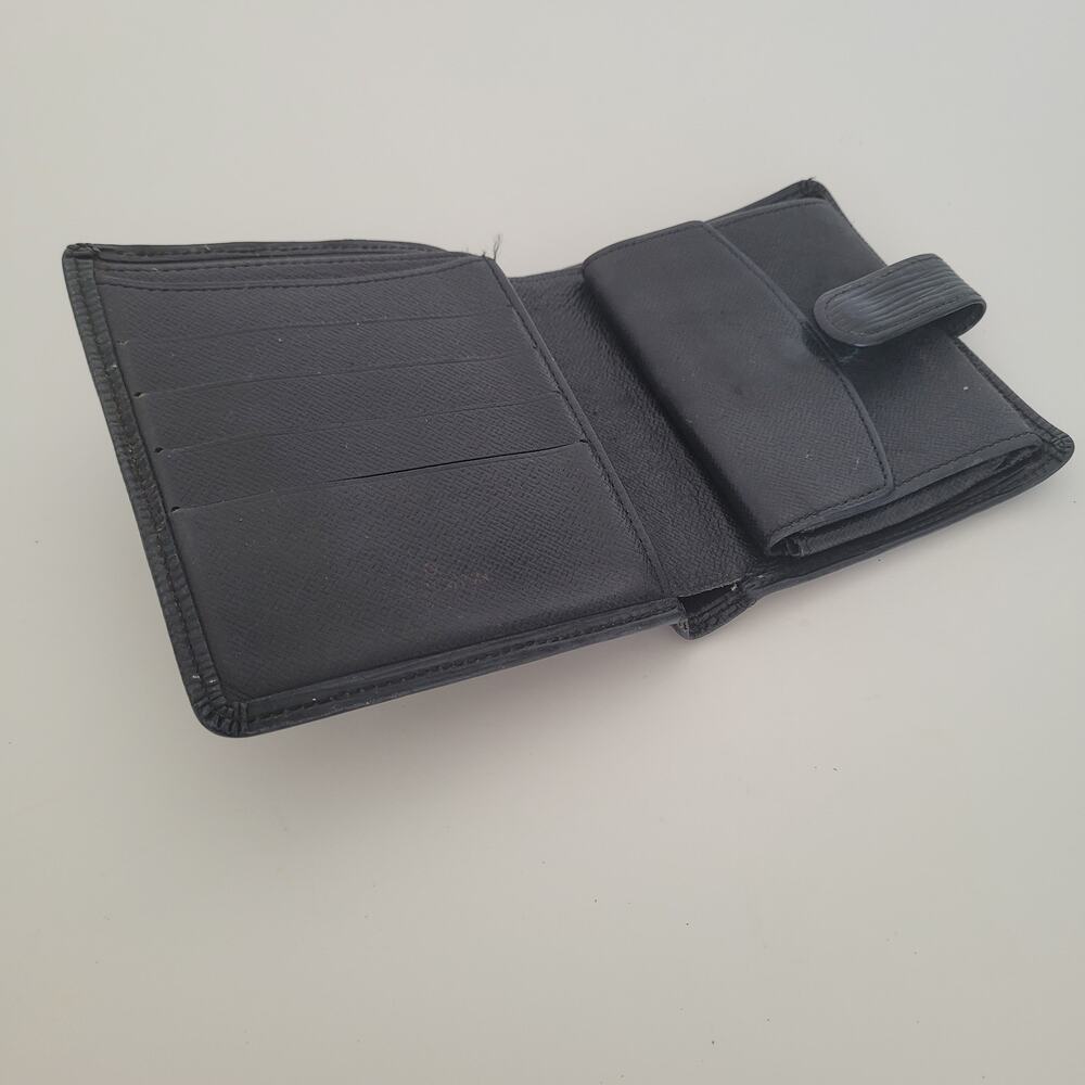 Vintage Louis Vuitton Epi Leather Bifold Wallet Black Snap Closure Organizer - Picture 3 of 15